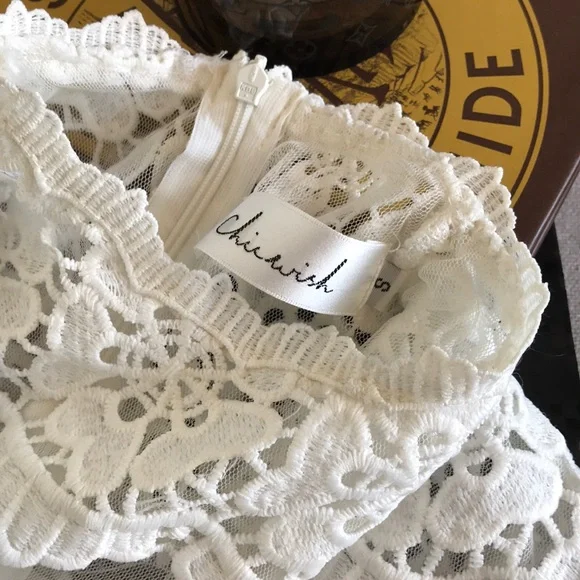 Chicwish Flower Dance Mesh Crochet White Top - Picture 3 of 8